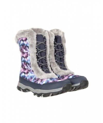 Ohio Printed Womens Snow Boots Purple $26.40 Footwear