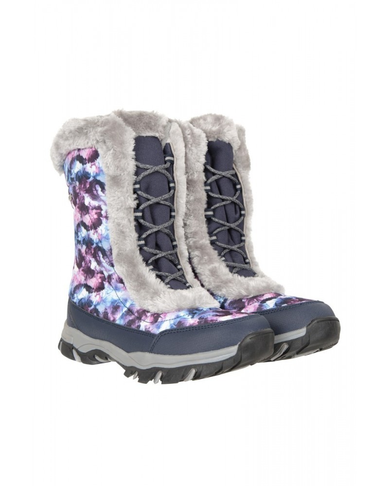 Ohio Printed Womens Snow Boots Purple $26.40 Footwear