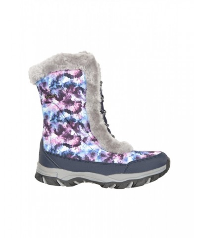 Ohio Printed Womens Snow Boots Purple $26.40 Footwear