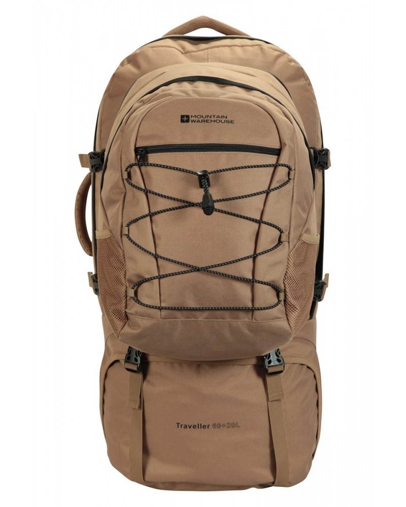 Traveller 60L 20L Backpack Light Brown $42.30 Backpacks