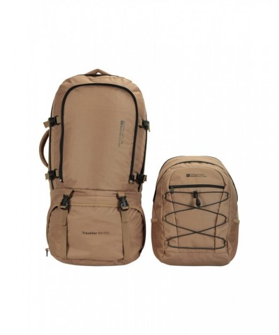 Traveller 60L 20L Backpack Light Brown $42.30 Backpacks