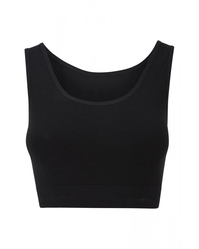 Womens Seamless Crop Top Bra Black $9.53 Active