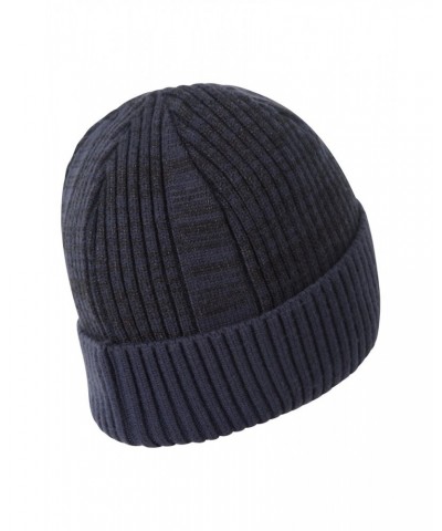 Fur Lined Mens Ribbed Thermal Beanie Navy $14.24 Ski