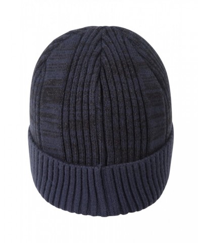 Fur Lined Mens Ribbed Thermal Beanie Navy $14.24 Ski