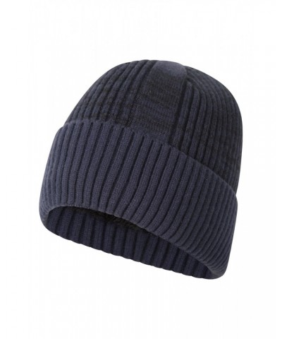 Fur Lined Mens Ribbed Thermal Beanie Navy $14.24 Ski