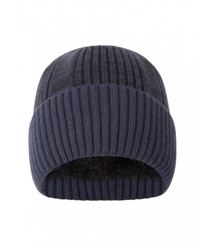 Fur Lined Mens Ribbed Thermal Beanie Navy $14.24 Ski