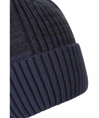 Fur Lined Mens Ribbed Thermal Beanie Navy $14.24 Ski