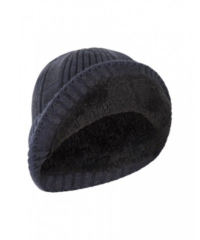 Fur Lined Mens Ribbed Thermal Beanie Navy $14.24 Ski