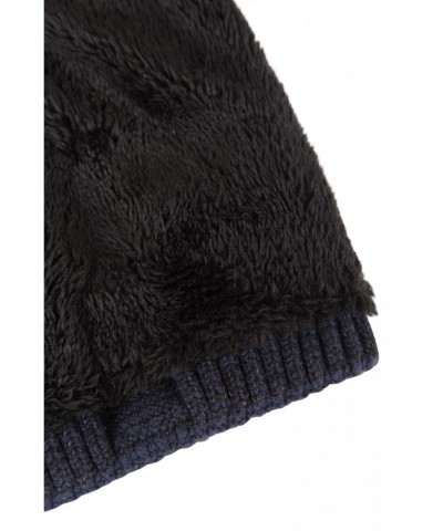 Fur Lined Mens Ribbed Thermal Beanie Navy $14.24 Ski