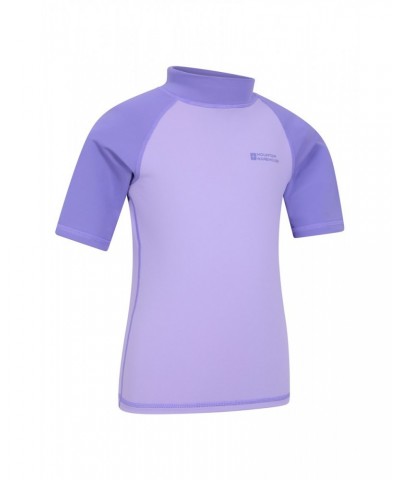 Short Sleeved Kids Rash Guard Dusky Purple $17.69 Tops