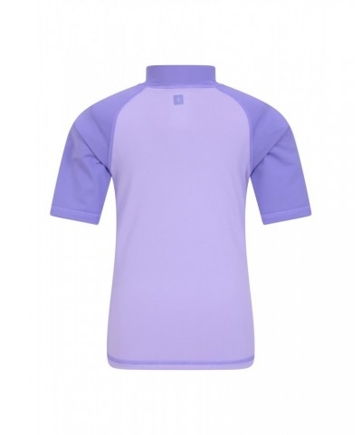 Short Sleeved Kids Rash Guard Dusky Purple $17.69 Tops