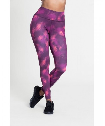 Patterned High-Waisted Womens Tights Burgundy $15.94 Active
