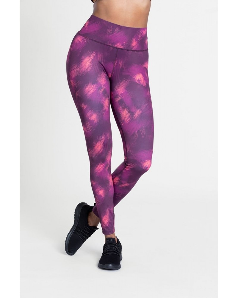 Patterned High-Waisted Womens Tights Burgundy $15.94 Active