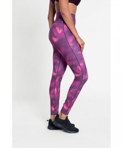 Patterned High-Waisted Womens Tights Burgundy $15.94 Active