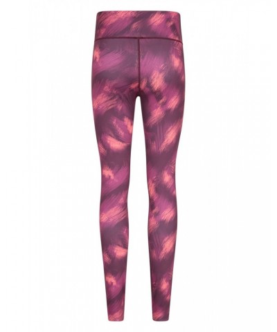 Patterned High-Waisted Womens Tights Burgundy $15.94 Active