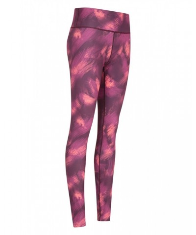 Patterned High-Waisted Womens Tights Burgundy $15.94 Active