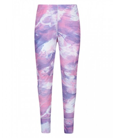 Talus Printed Kids Base Layer-Top & Pants Set Lilac $15.89 Active