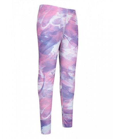 Talus Printed Kids Base Layer-Top & Pants Set Lilac $15.89 Active