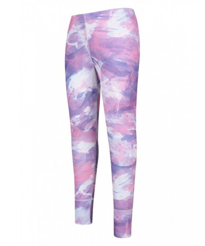 Talus Printed Kids Base Layer-Top & Pants Set Lilac $15.89 Active