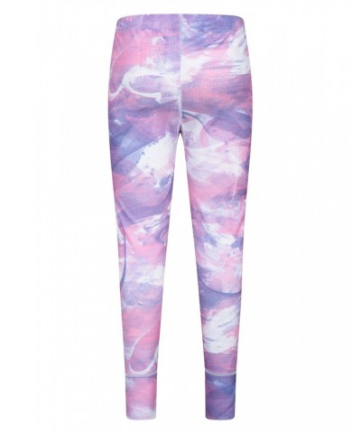 Talus Printed Kids Base Layer-Top & Pants Set Lilac $15.89 Active