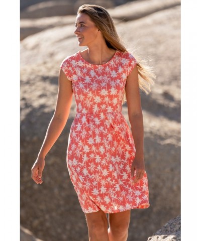 Sorrento Womens Printed Short Sleeve UV Dress Coral $19.97 Dresses & Skirts