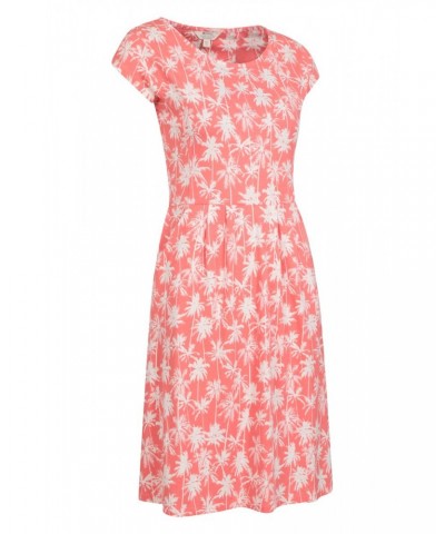 Sorrento Womens Printed Short Sleeve UV Dress Coral $19.97 Dresses & Skirts