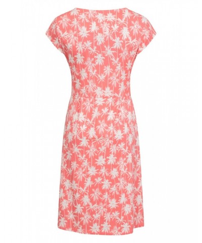 Sorrento Womens Printed Short Sleeve UV Dress Coral $19.97 Dresses & Skirts