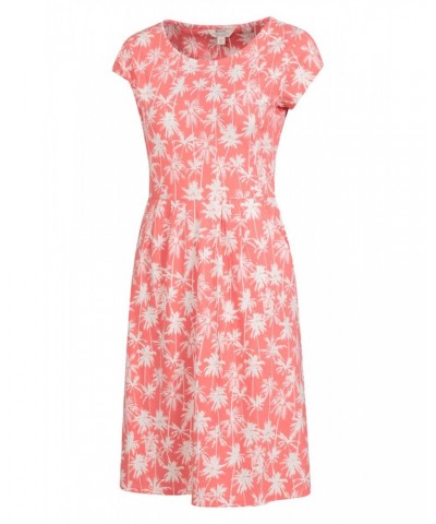 Sorrento Womens Printed Short Sleeve UV Dress Coral $19.97 Dresses & Skirts