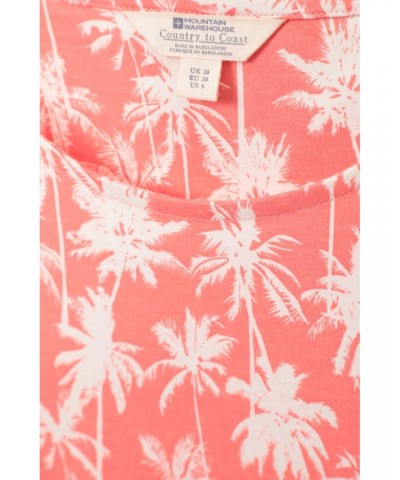 Sorrento Womens Printed Short Sleeve UV Dress Coral $19.97 Dresses & Skirts