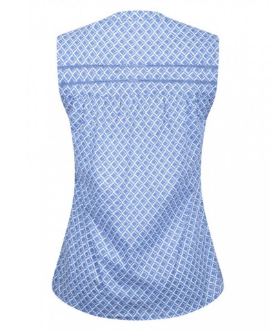 Petra Womens Printed Sleeveless Shirt Bright Blue $12.74 Tops