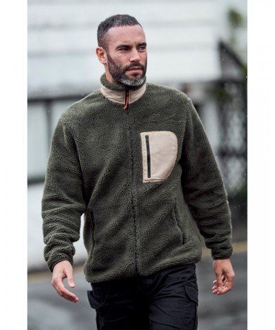 Whitby Mens Sherpa Fleece Jacket Dark Khaki $17.63 Fleece