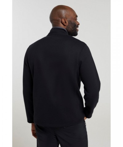 Beta Contrast Mens Zip-Neck Top Black $22.94 Fleece