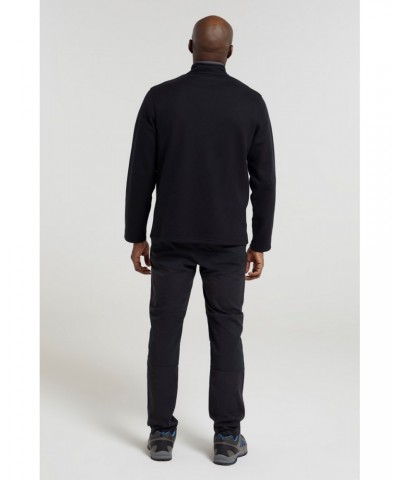 Beta Contrast Mens Zip-Neck Top Black $22.94 Fleece