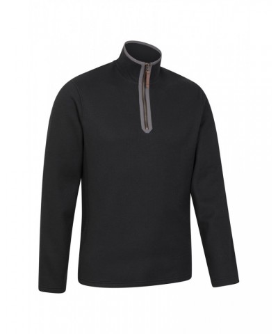 Beta Contrast Mens Zip-Neck Top Black $22.94 Fleece