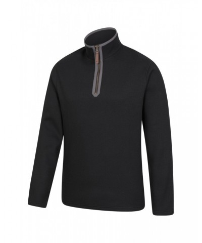 Beta Contrast Mens Zip-Neck Top Black $22.94 Fleece