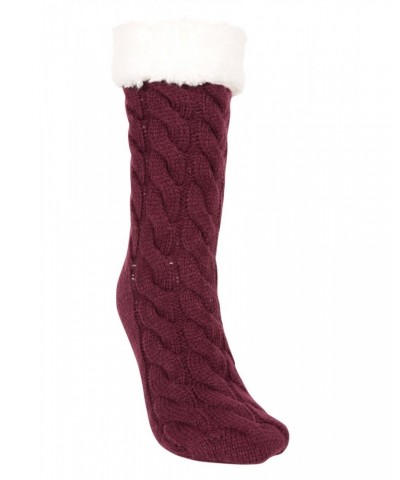 Sherpa Womens Long Slipper Socks Burgundy $13.24 Accessories