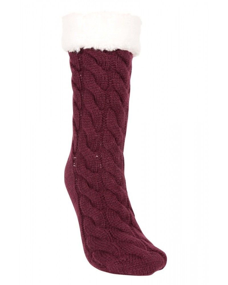 Sherpa Womens Long Slipper Socks Burgundy $13.24 Accessories