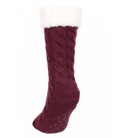 Sherpa Womens Long Slipper Socks Burgundy $13.24 Accessories