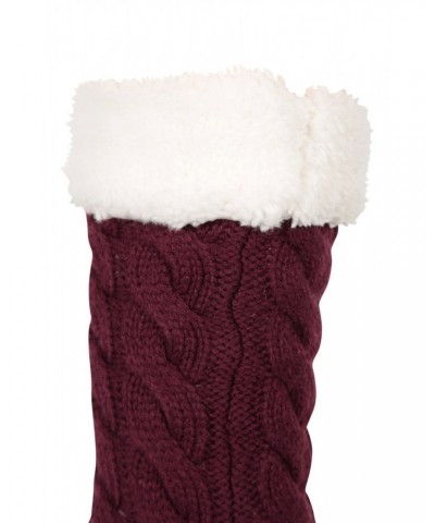 Sherpa Womens Long Slipper Socks Burgundy $13.24 Accessories