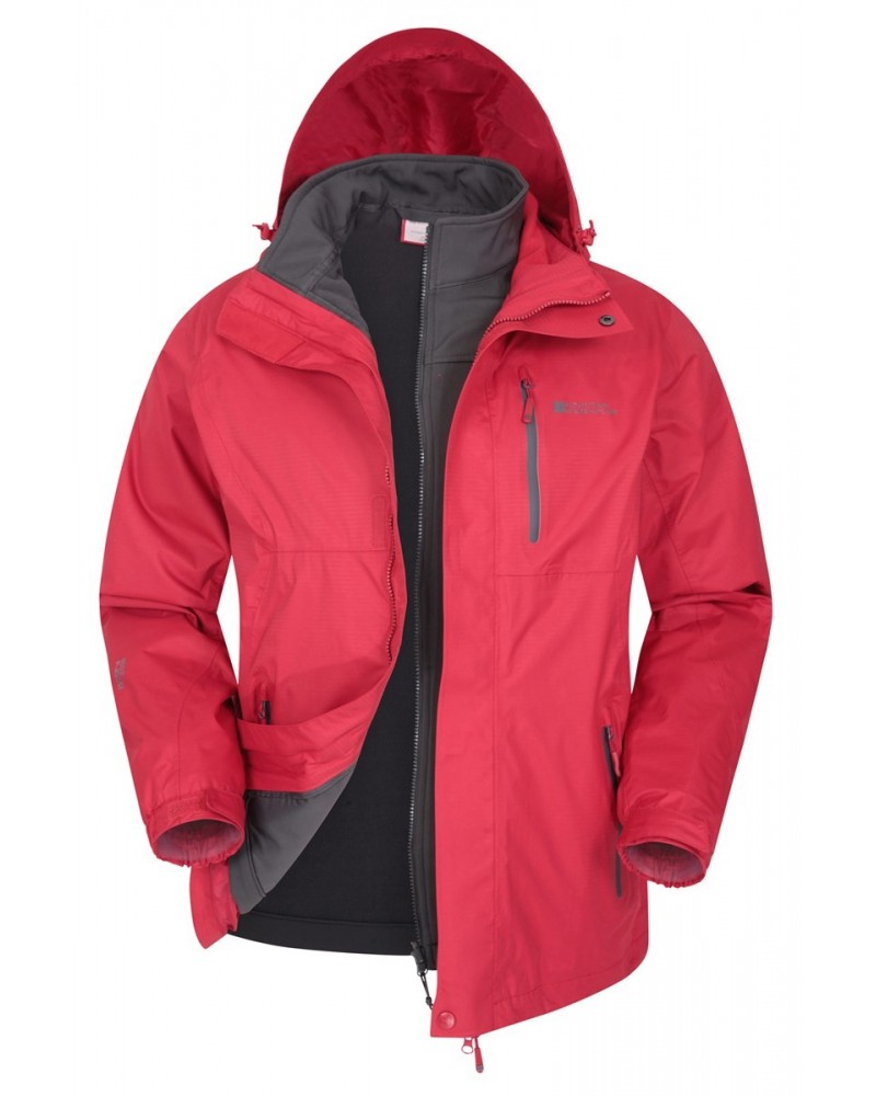 Bracken Extreme 3 in 1 Mens Waterproof Jacket Red $72.00 Jackets