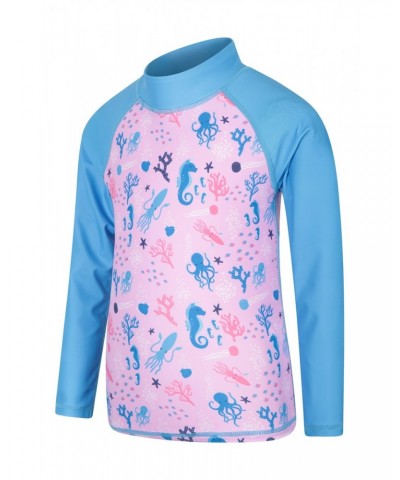 Long Sleeved Printed Kids Rash Guard Pale Pink $12.18 Tops