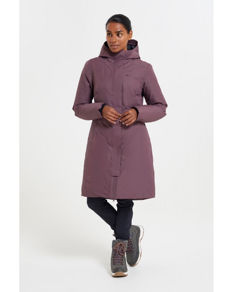 Polar Hybrid Womens Long Down Jacket Berry $68.60 Jackets