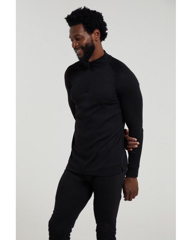 Talus Mens Long Sleeved Zip Neck Top Black $12.18 Thermals