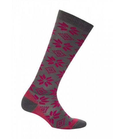 Isocool Womens Patterned Knee Length Ski Socks Pink $11.79 Accessories