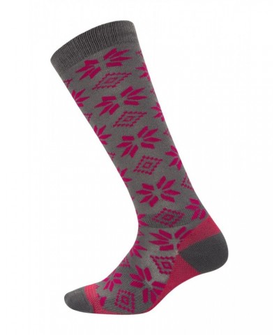 Isocool Womens Patterned Knee Length Ski Socks Pink $11.79 Accessories