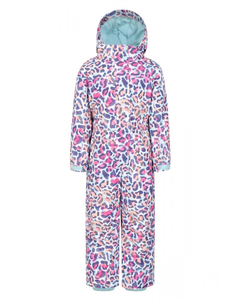 Cloud Printed Kids All in One Waterproof Snowsuit Leopard $33.14 Ski