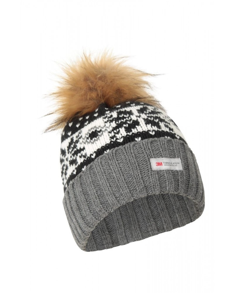 Thinsulate Fairisle Womens Pom Pom Beanie Black $13.74 Accessories