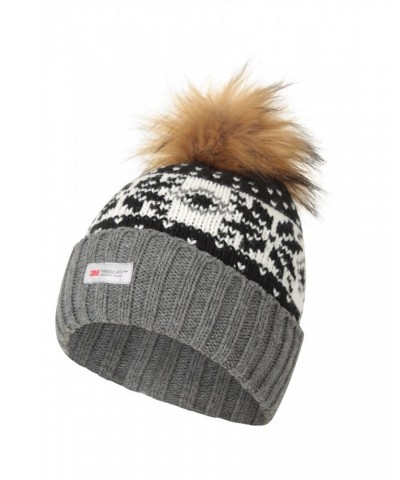 Thinsulate Fairisle Womens Pom Pom Beanie Black $13.74 Accessories