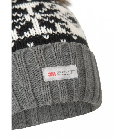 Thinsulate Fairisle Womens Pom Pom Beanie Black $13.74 Accessories