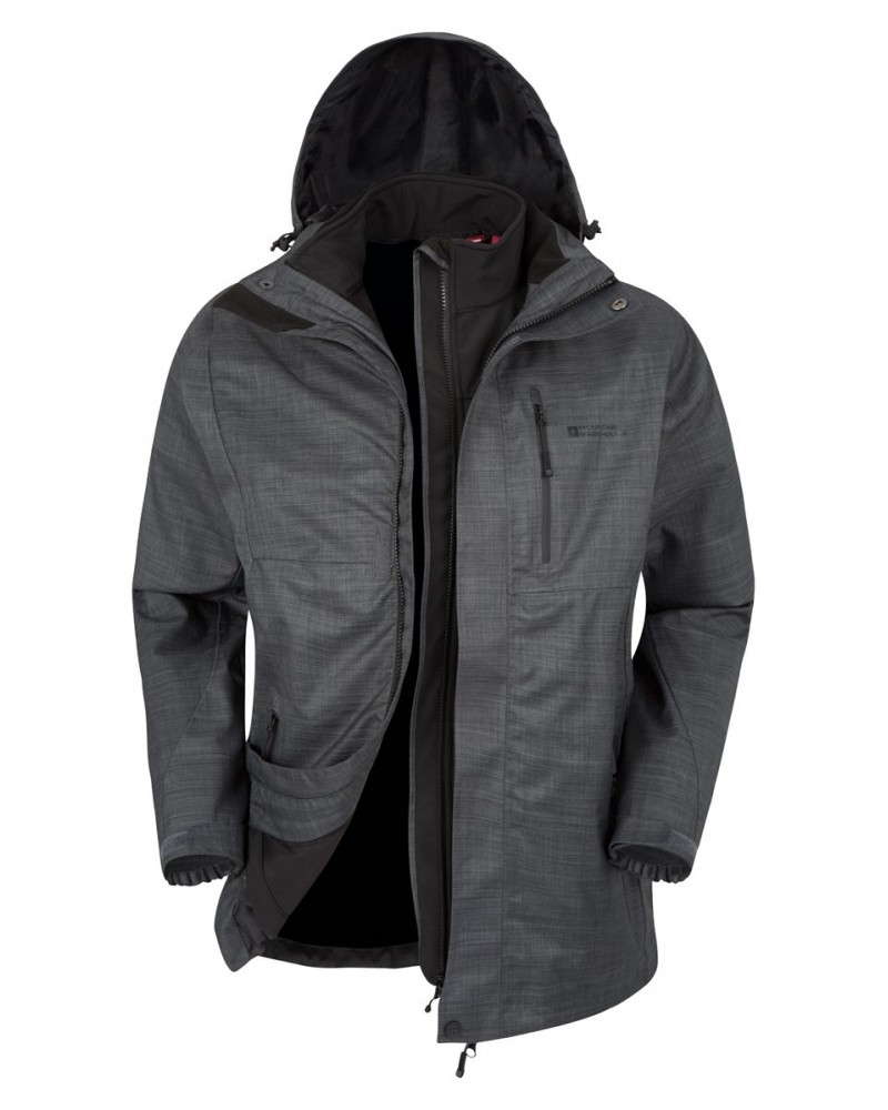 Bracken Melange 3 in 1 Mens Jacket Grey $50.00 Jackets